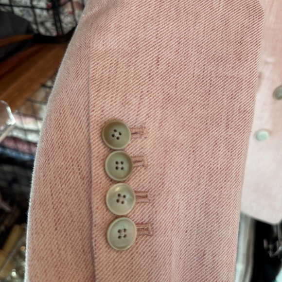 Rebecca Taylor Tailored Pink linen pantsuit wide leg size 8 - Picture 5 of 12